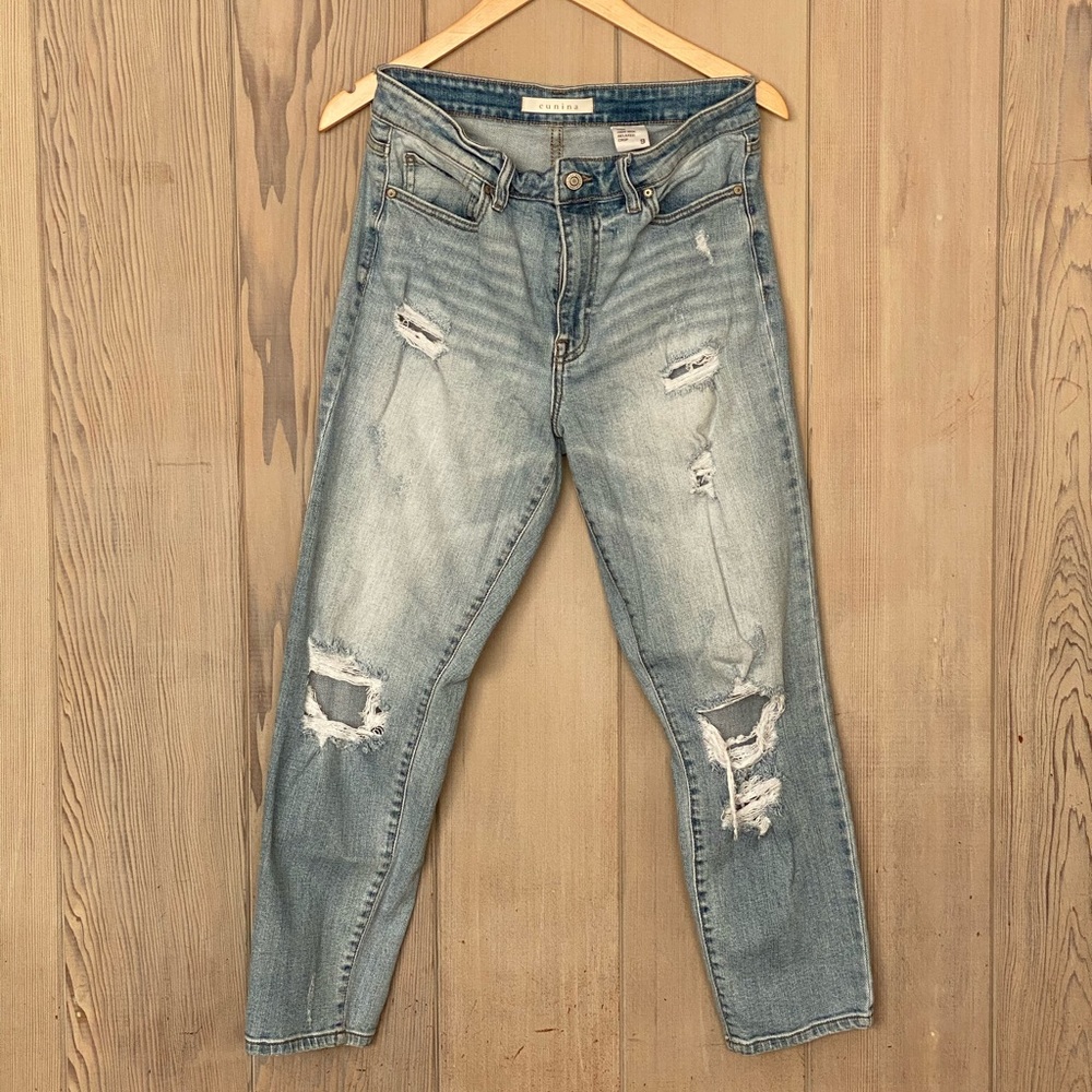 High Rise Distressed Denim Jeans